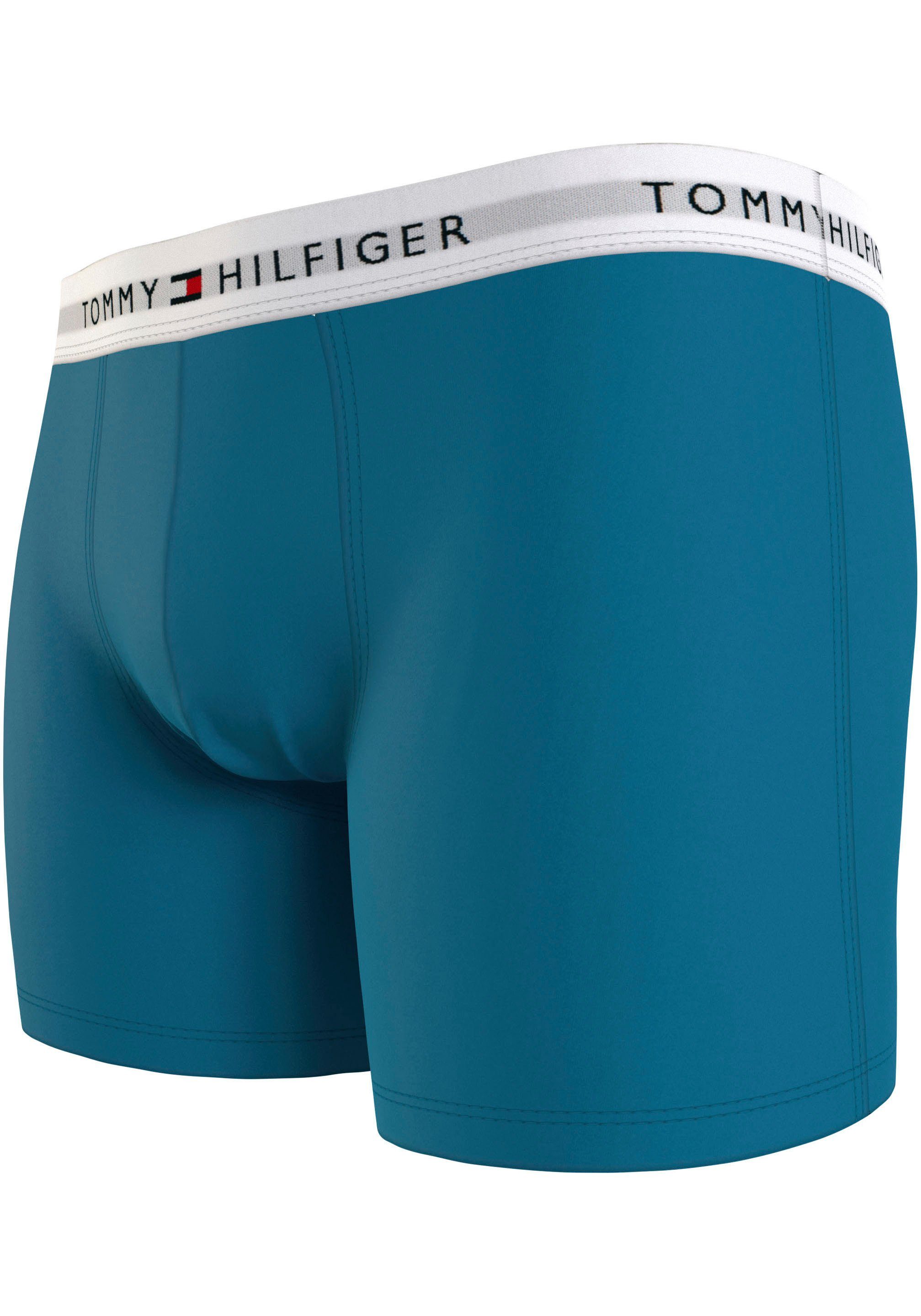 Tommy Hilfiger BOXER Underwear 3P (Packung, Logo-Elastikbund mit BRIEF Cerulean Aqua/Ant Silver/Fireworks 3er-Pack) Boxer