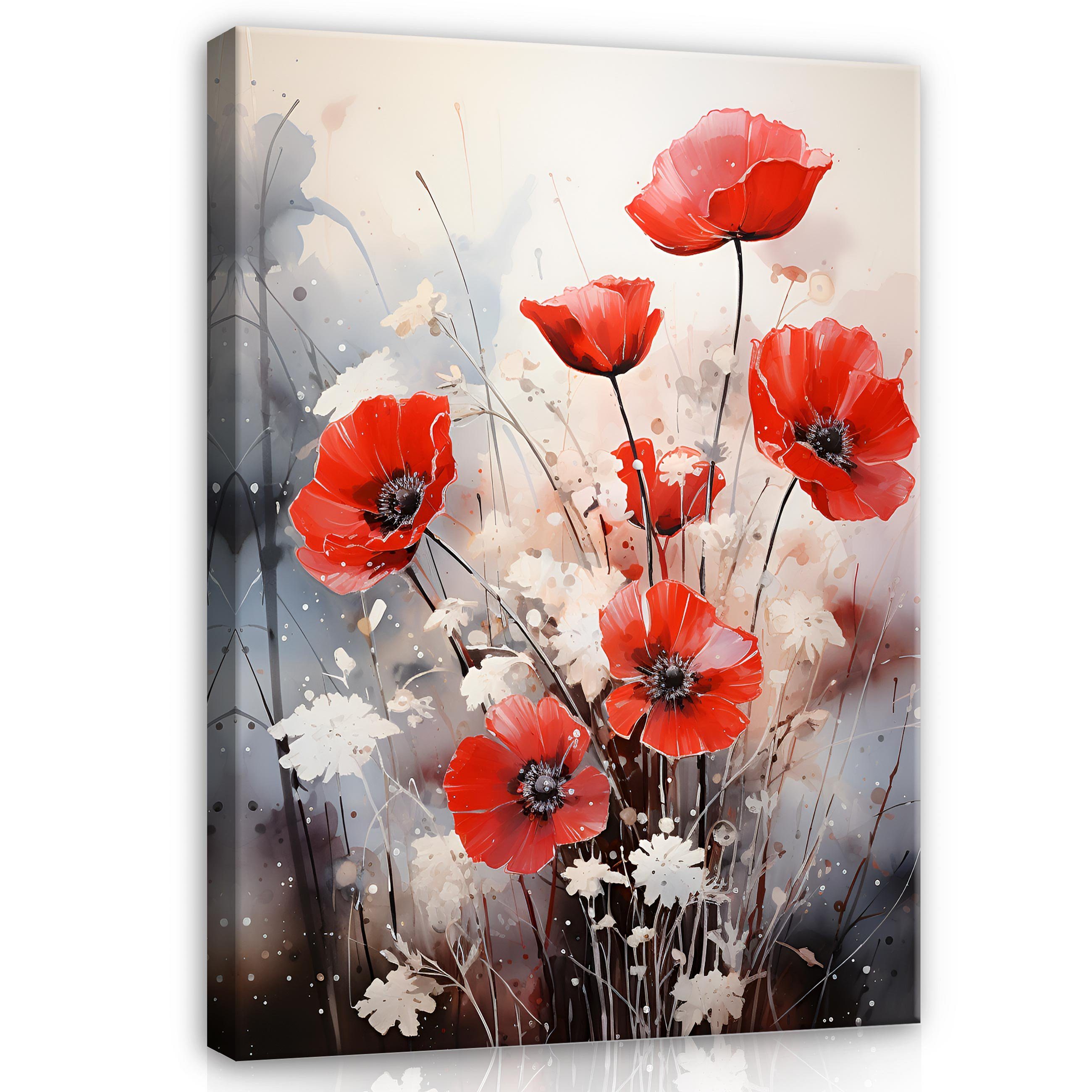 Wallarena Leinwandbild Mohnblumen Blumen Gemalt Wandbild XXL Leinwandbilder günstig online kaufen