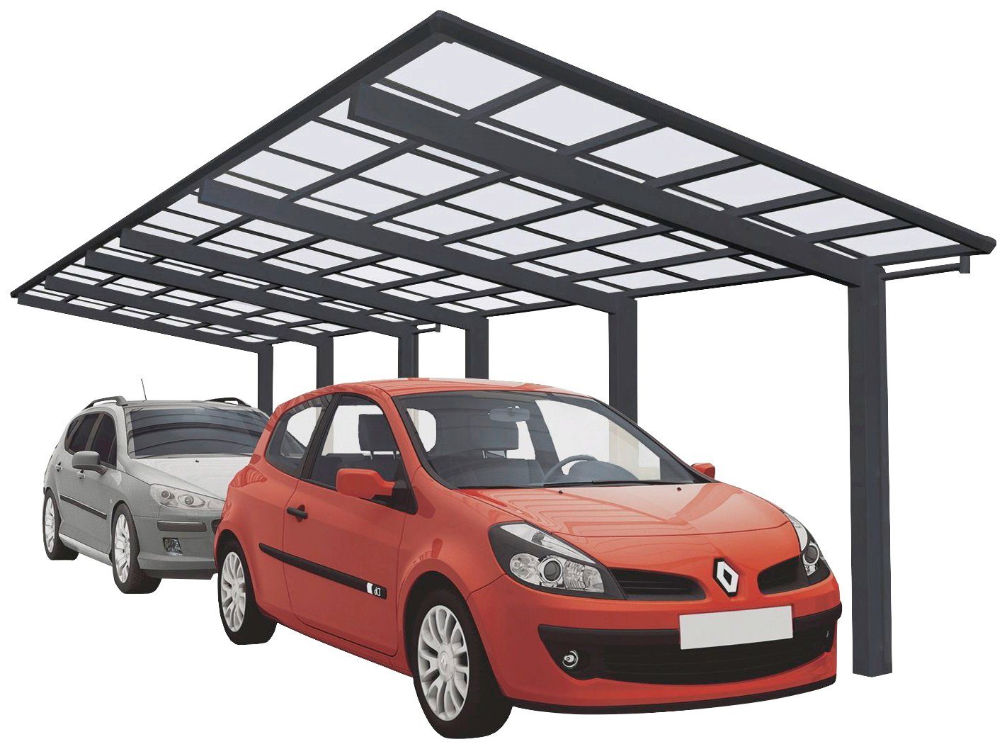 Ximax Doppelcarport 110 Linea Typ cm 273x983 Tandem-schwarz, BxT: cm, 240 Einfahrtshöhe, Aluminium