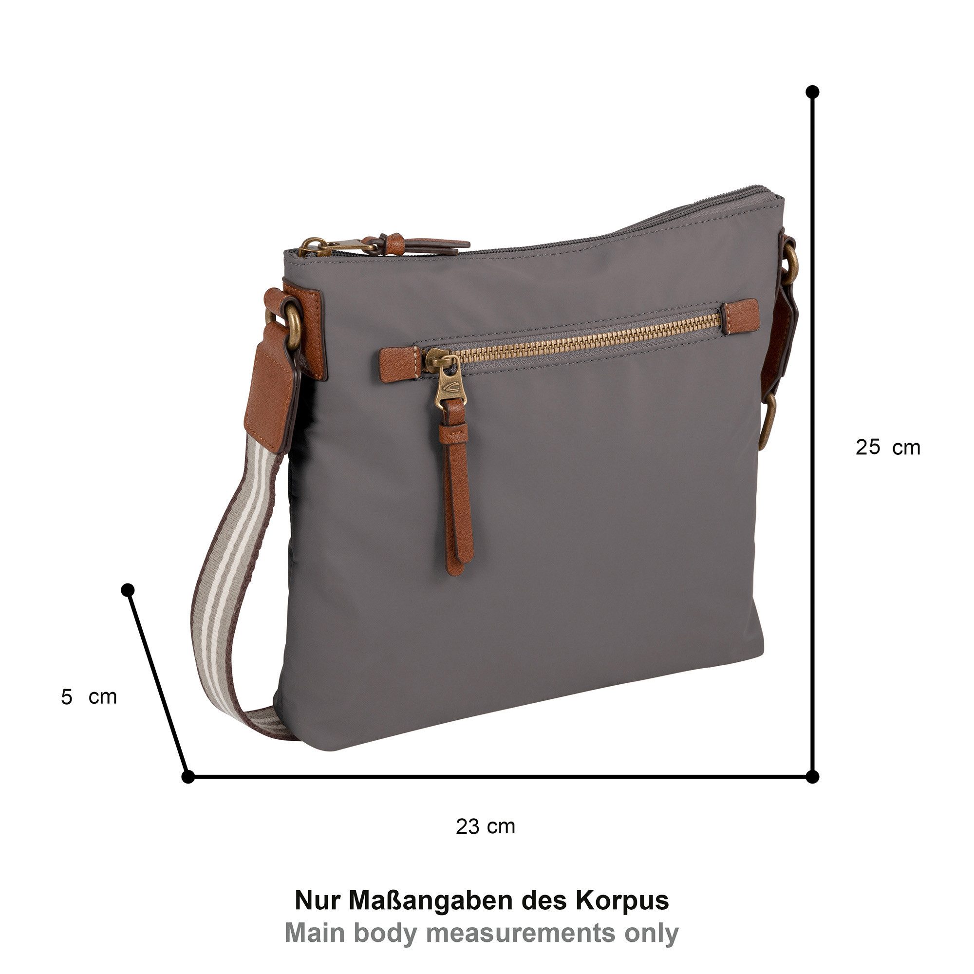 camel active Umhängetasche Bari, aus hochwertigem matten Nylon mit gestreiftem Gewebeband