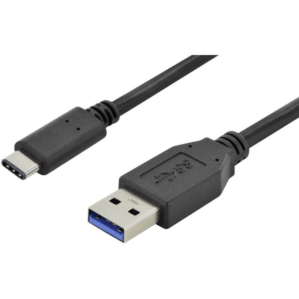 Digitus USB-C® Anschlusskabel, Type-C - A, Stecker/Stecker, 1 m lang USB-Kabel, Rund, beidseitig verwendbarer Stecker, doppelt geschirmt