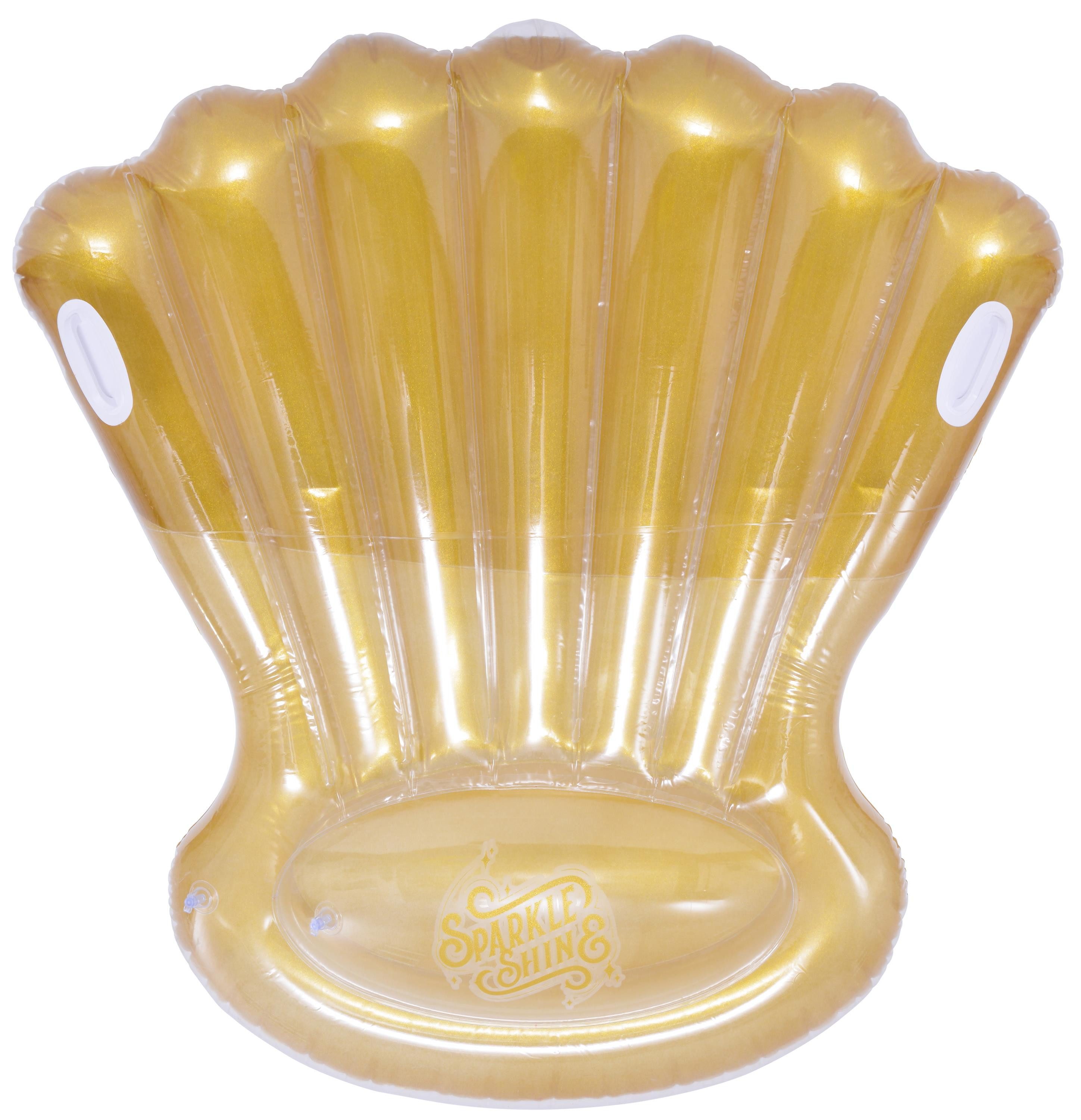 SunClub Badeinsel Wasserinsel Goldmuschel, (Packung, 1-St., Luftmatratze in Goldmuschel Form), 160x160cm, 2 Luftkammern