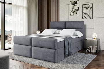 ALTDECOR Boxspringbett BOXI3-Z KING (Multipocket-Matratze H4 und H3 Matratze Bonellfederung Topper Kopfteil)