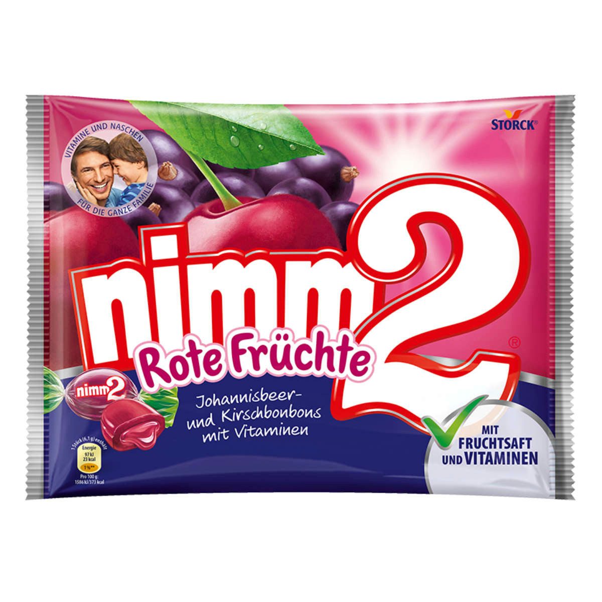 NIMM2 Süßigkeit, Storck Nimm2 Bonbon Rote Früchte mit Vitamen und Füllung 240g