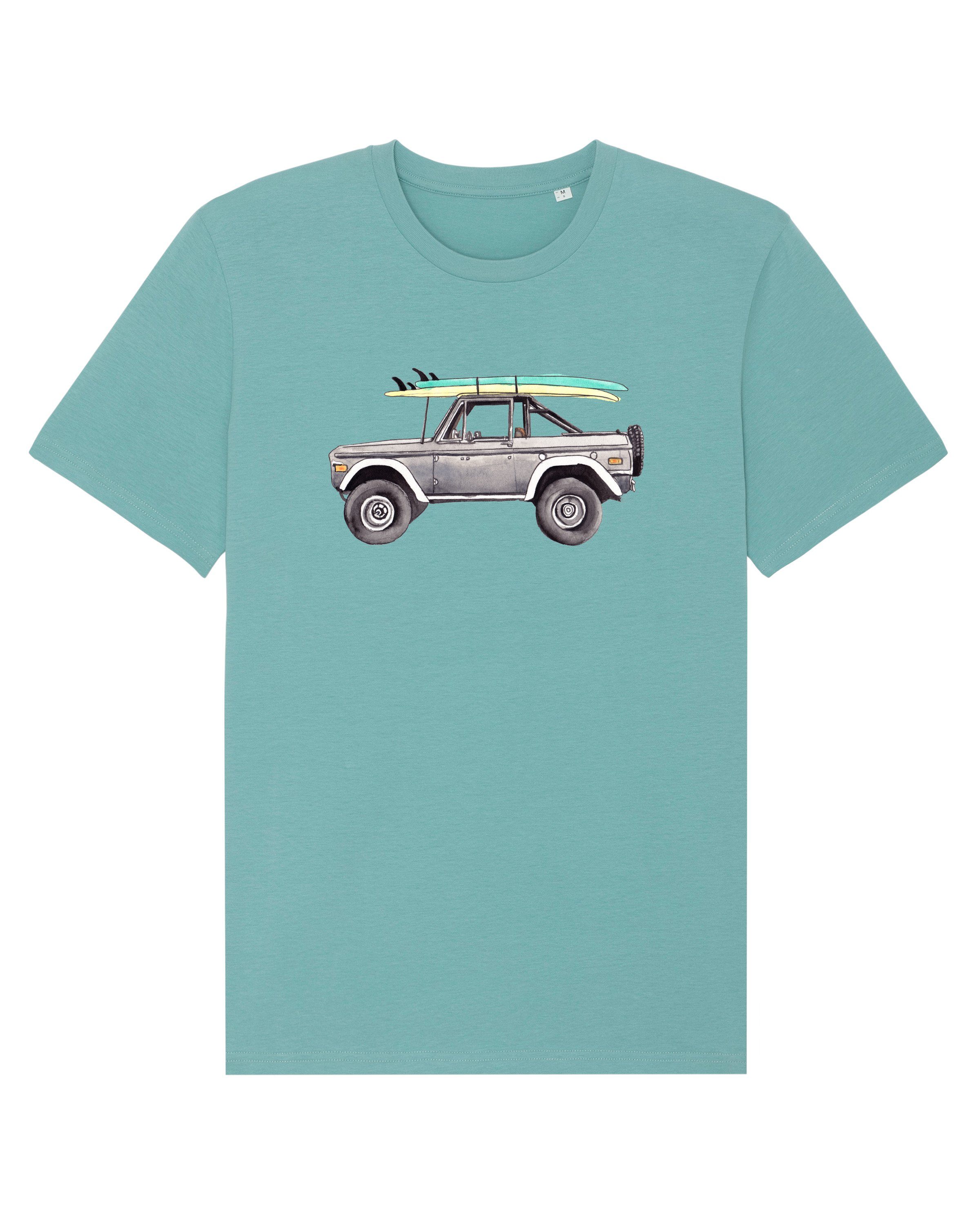 wat? Apparel Print-Shirt Surf Pickup (1-tlg) Teal Monstera