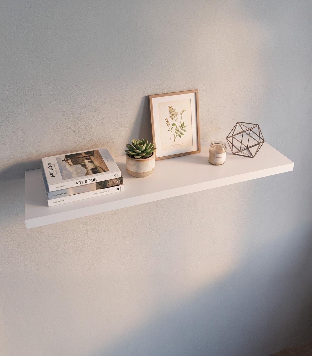 Home4You Wandboard MIKI, B 100 x H 23,5 cm, Weiß Matt, MDF, PVC, 1-tlg., 1 Ablagefläche