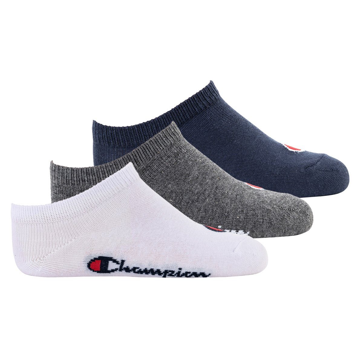 Sneaker, Blau/Weiß/Grau Kinder einfarbig Freizeitsocken Pack- Socken, 3er Champion