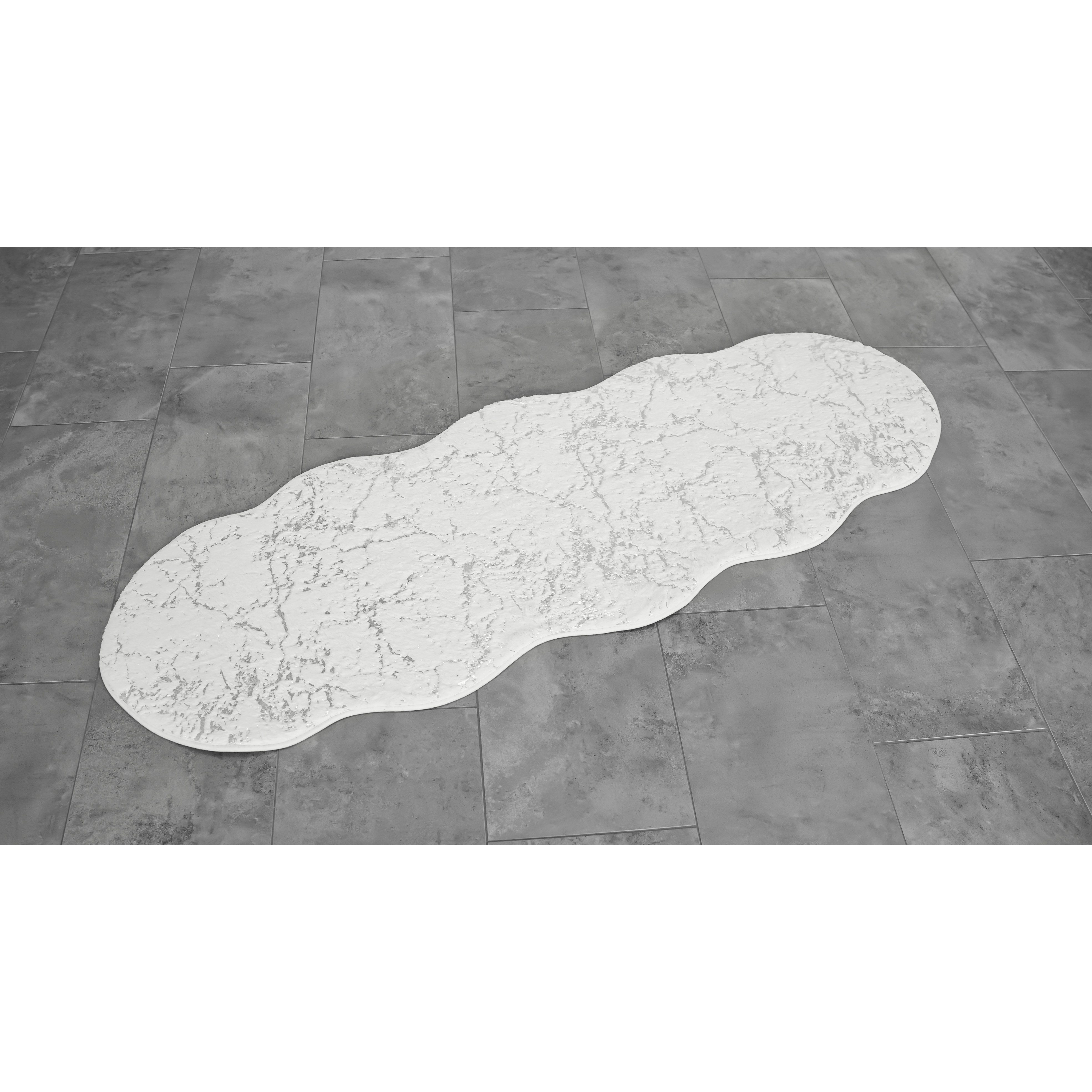 Trendmax Badematte Badematte mit Marmormotiv Rutschfest Waschbar mit wellige Umrandung – Bild 3 von 3