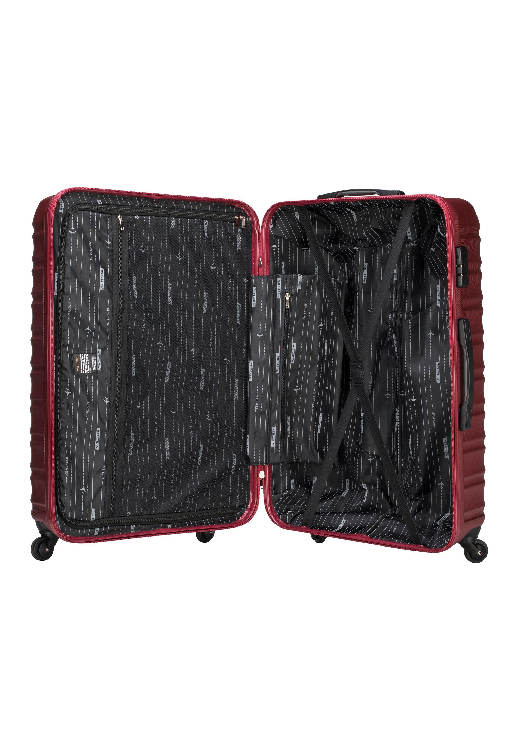 red Wittchen Trolley vier LINE, Teleskopgriff, Spinnerräder, 4 Rollen, GROOVE Hardcase, Zahlenschloss dark