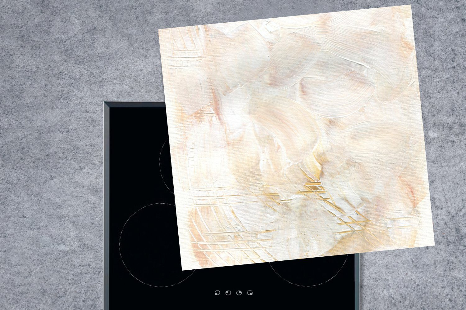 Abstrakt, - MuchoWow cm, Taupe für Vinyl, Ceranfeldabdeckung, Design (1 - 78x78 küche Herdblende-/Abdeckplatte tlg), Arbeitsplatte