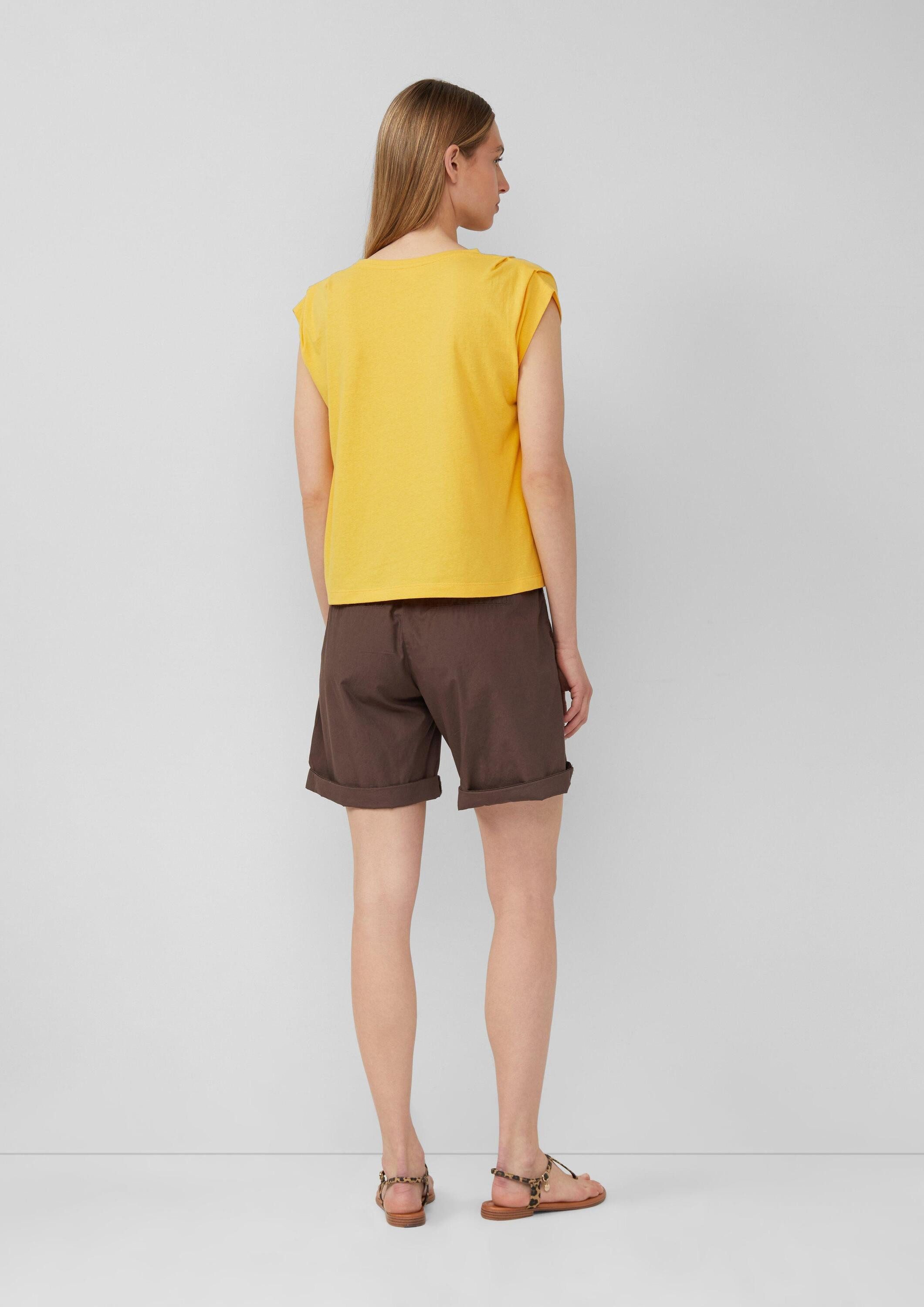 s.Oliver Kurzarmshirt T-Shirt Verkürztes T-Shirt mit Faltendetails