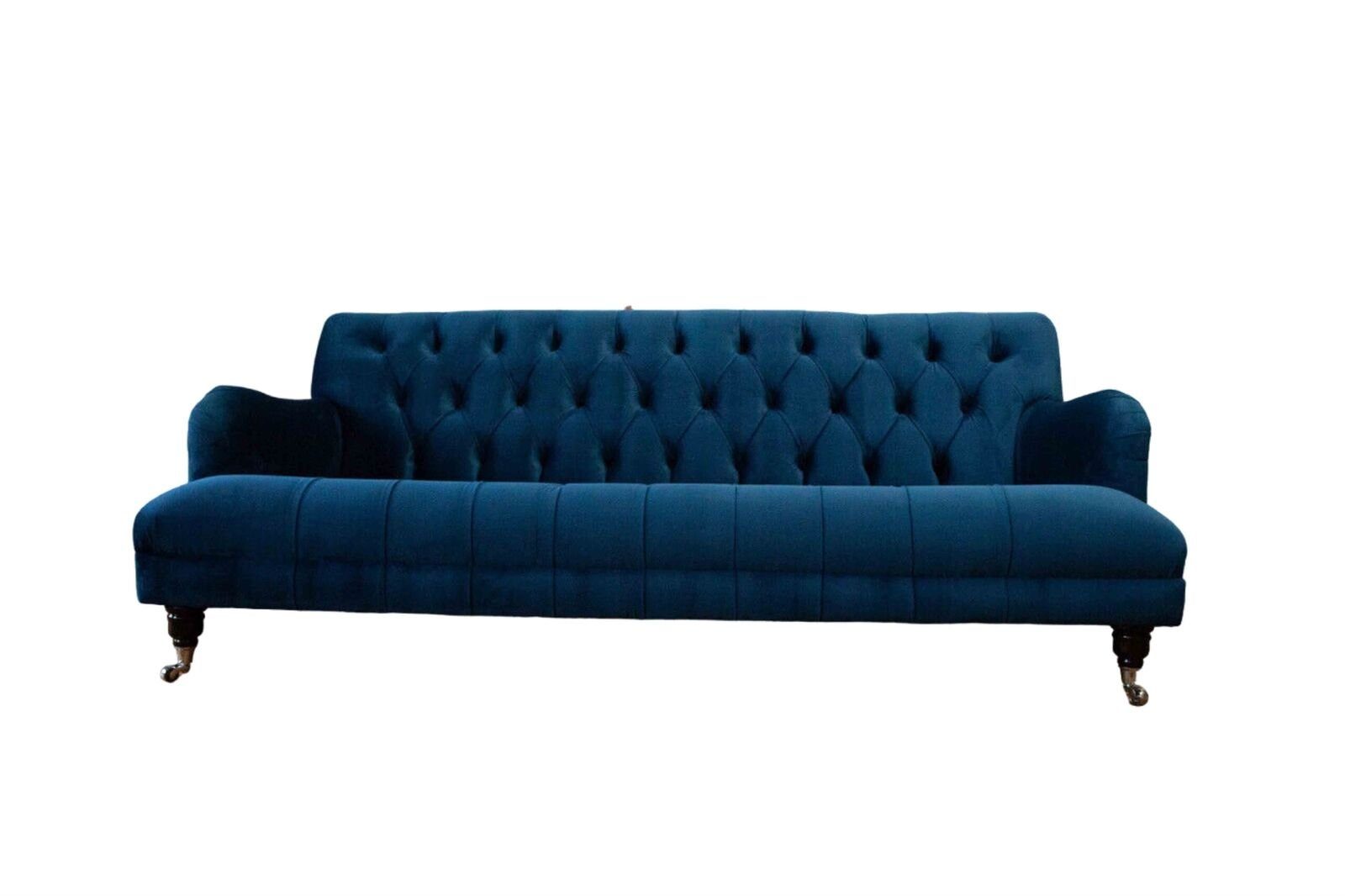 JVmoebel Sofa Designer Blauer Chesterfield Dreisitzer Luxus Polster Couch Sitzmöbel, Made in Europe