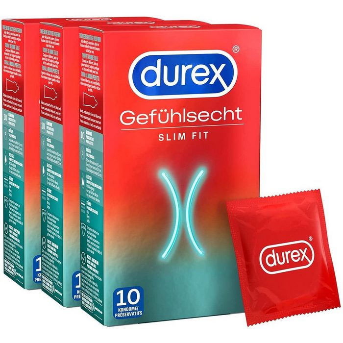 durex Kondome Durex Gefühlsecht Slim Fit Kondome 3 x 10 Stück