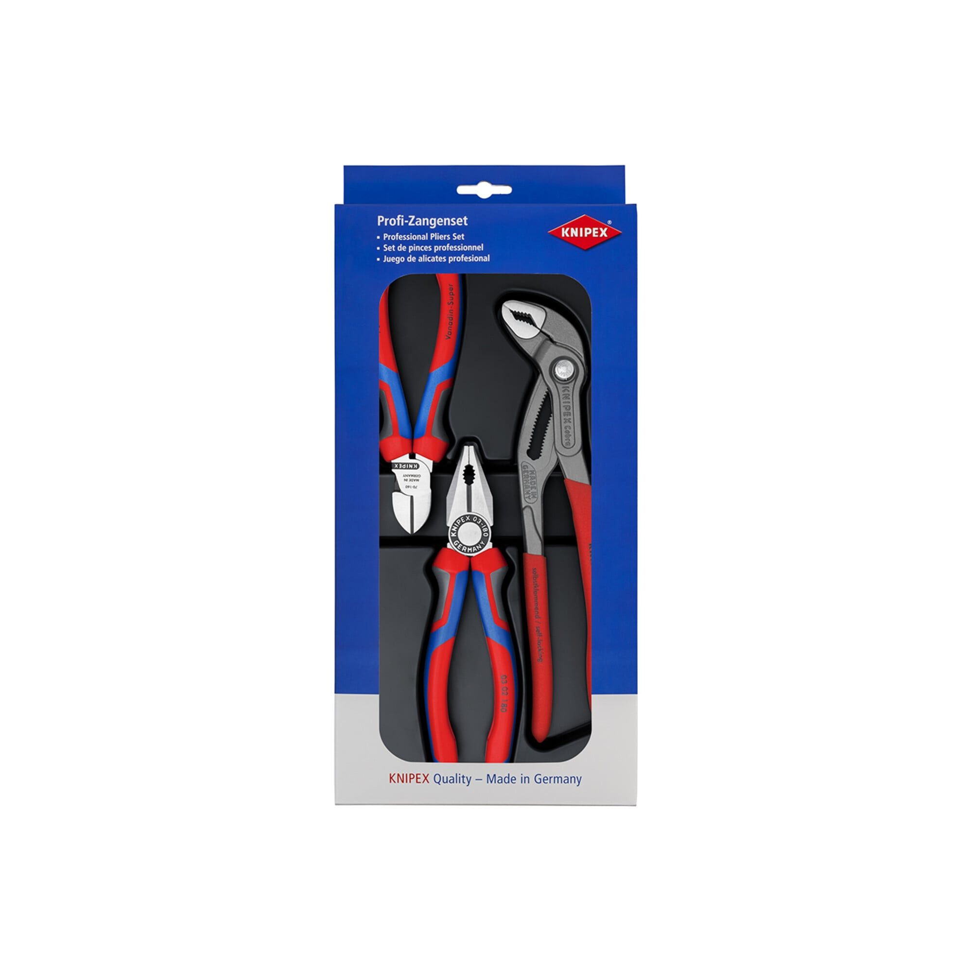 Knipex Zangenset KNIPEX 00 20 09 V01 Bestseller-Paket 1 x 03 02 180, 1 x 70 02 160, 1 x