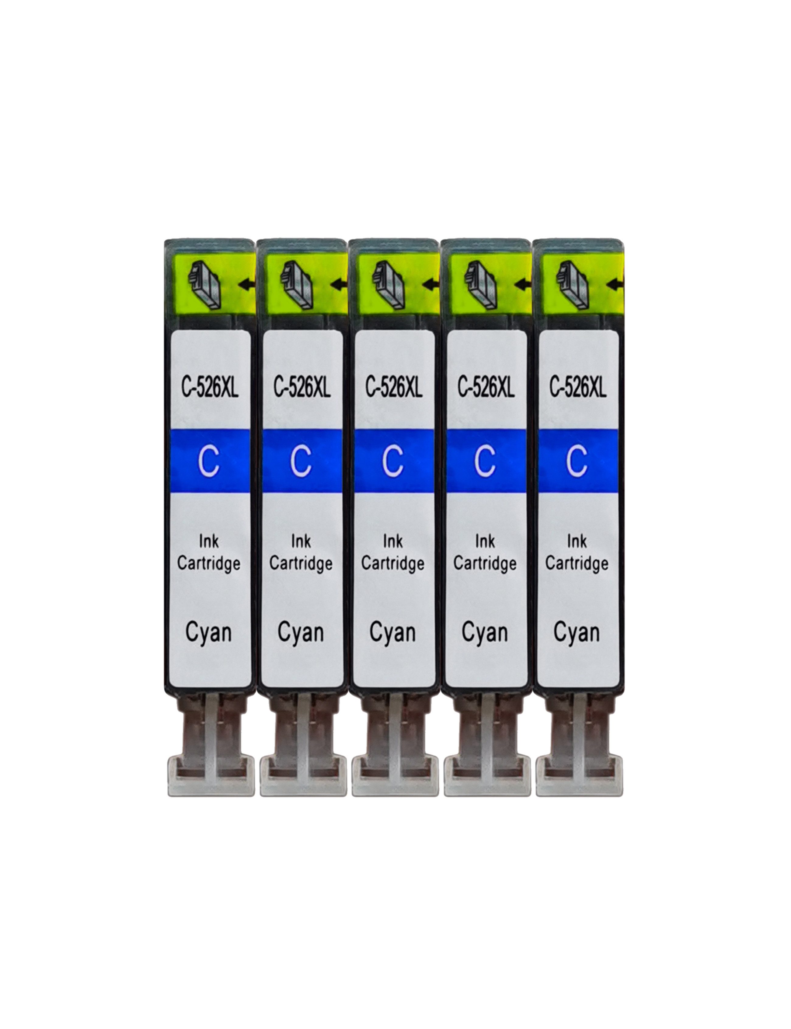 Kirin Druckerpatronen mit Chip kompatibel mit Canon CLI-526 Cyan/Blau Tintenpatrone (5er Set – CYAN/Blau)