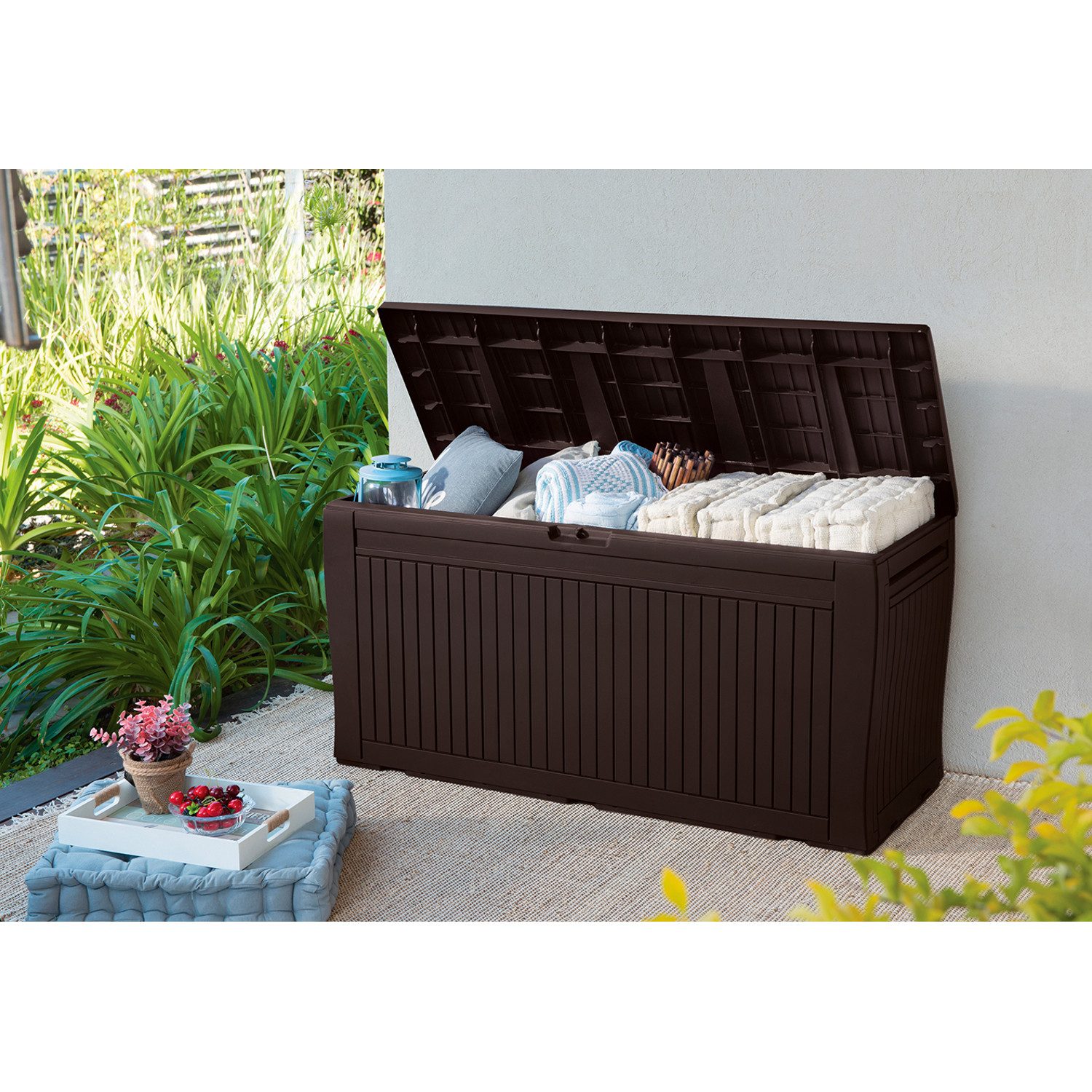 Curver Gartenbox, Comfy Auflagenbox und Sitzmöglichkeit