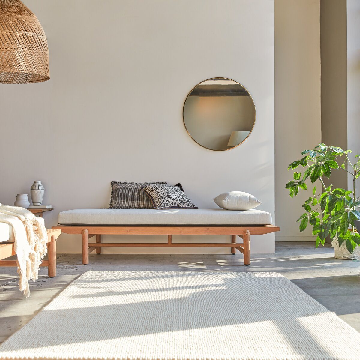 Tikamoon Sofa Récamière aus massivem Teak