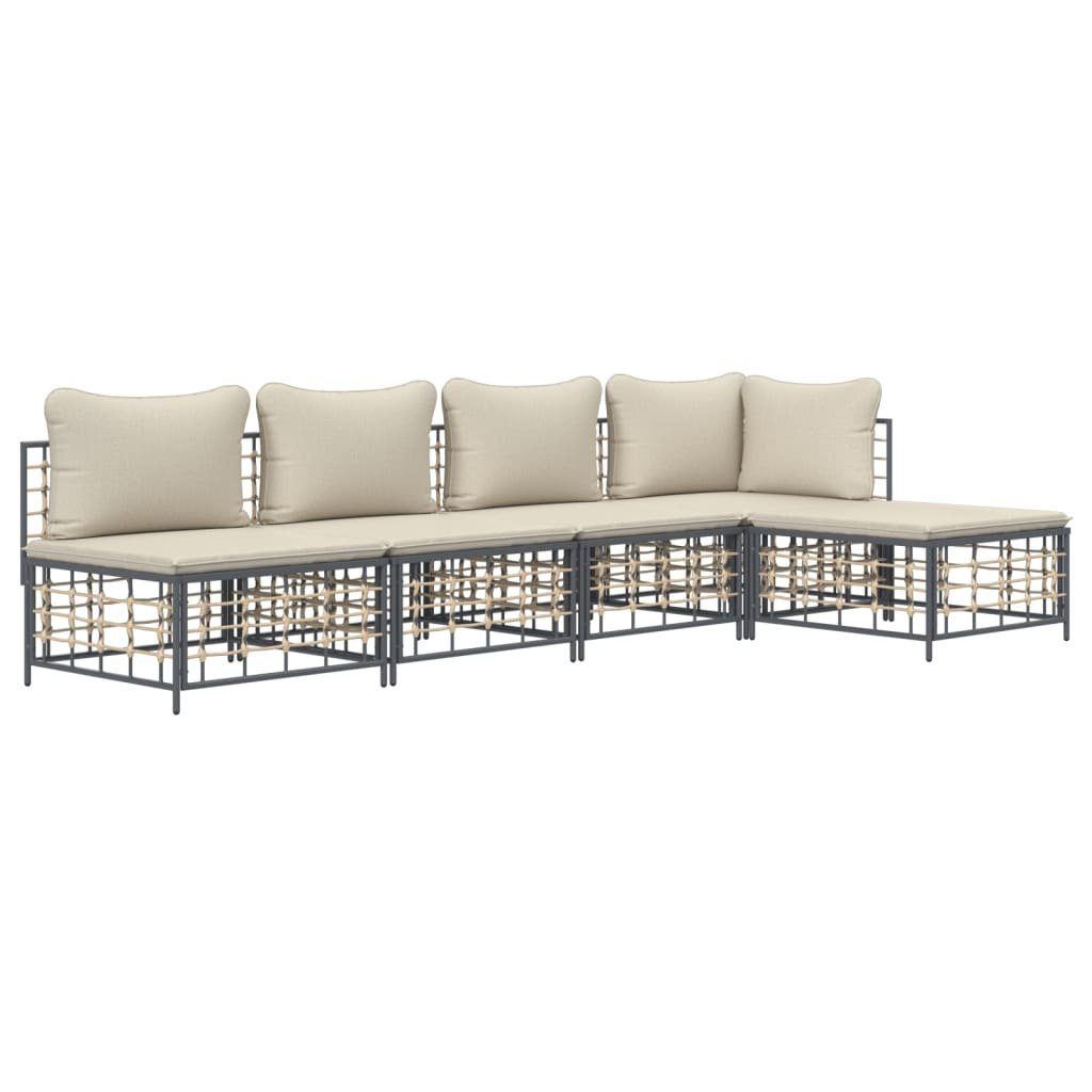 Vidaxl 5-tlg. Garten-lounge-set Mit Kissen Anthrazit Poly Rattan günstig online kaufen
