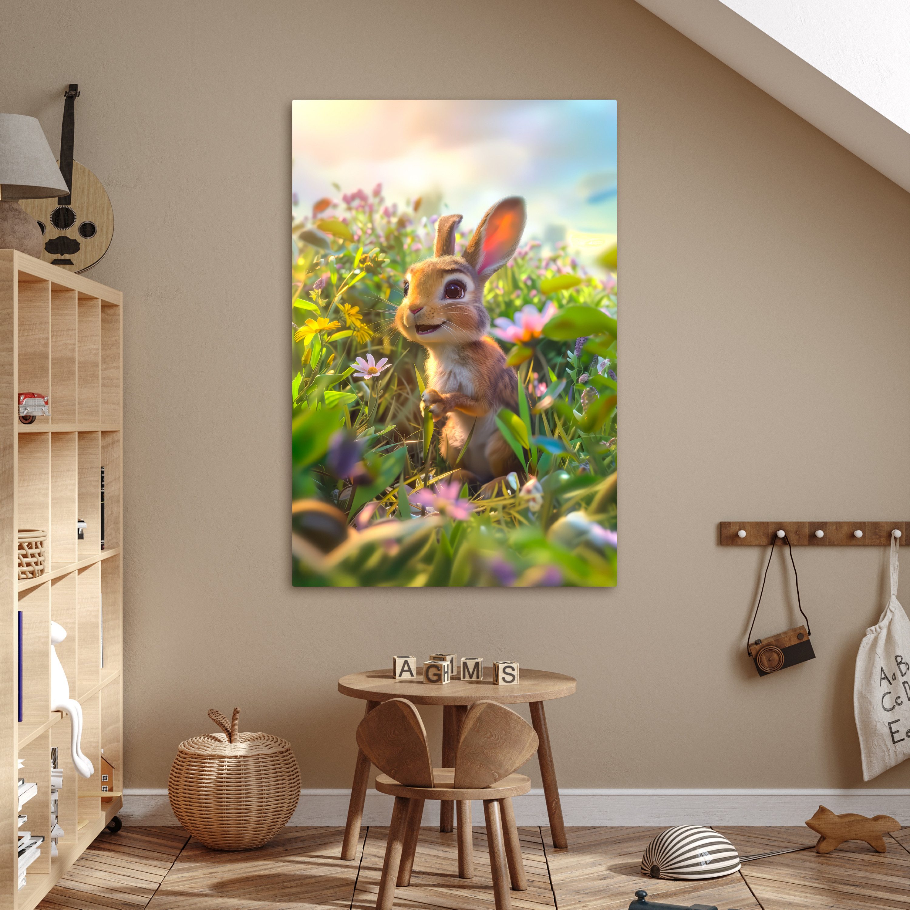 OneMillionCanvasses® Leinwandbild Kaninchen - Tiere - Natur, Fotodruck (1 St), Babyzimmer Deko Junge Mädchen, Kinderzimmer 80x120 cm