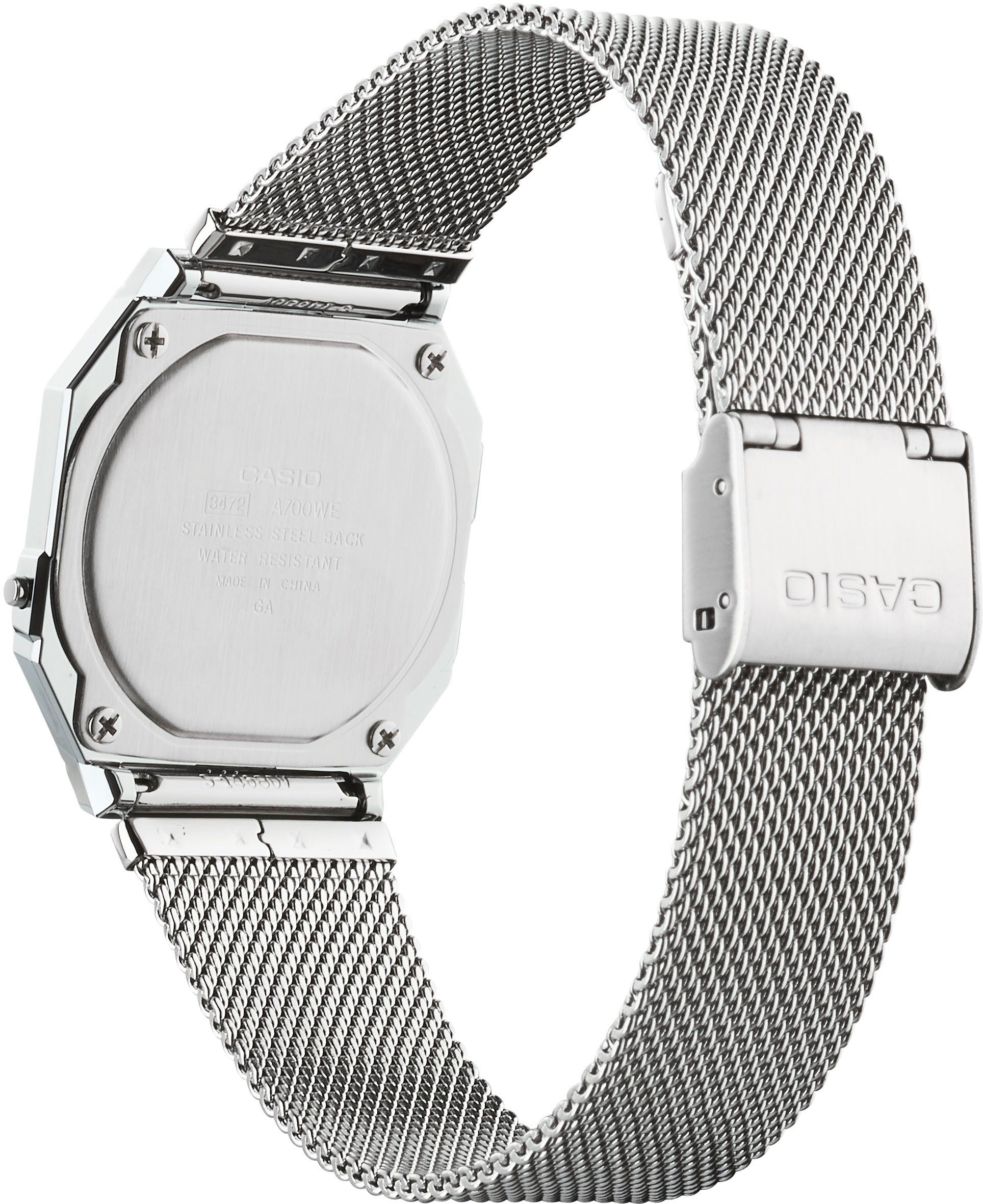 CASIO VINTAGE Chronograph A700WEM-7AEF, Quarzuhr, Armbanduhr,Damenuhr,Herrenuhr,Digitaluhr, Edelstahlarmband