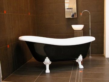 Casa Padrino Badewanne Freistehende Luxus Badewanne Jugendstil Roma Schwarz/Weiß/Weiß 1470mm - Barock Antik Badezimmer