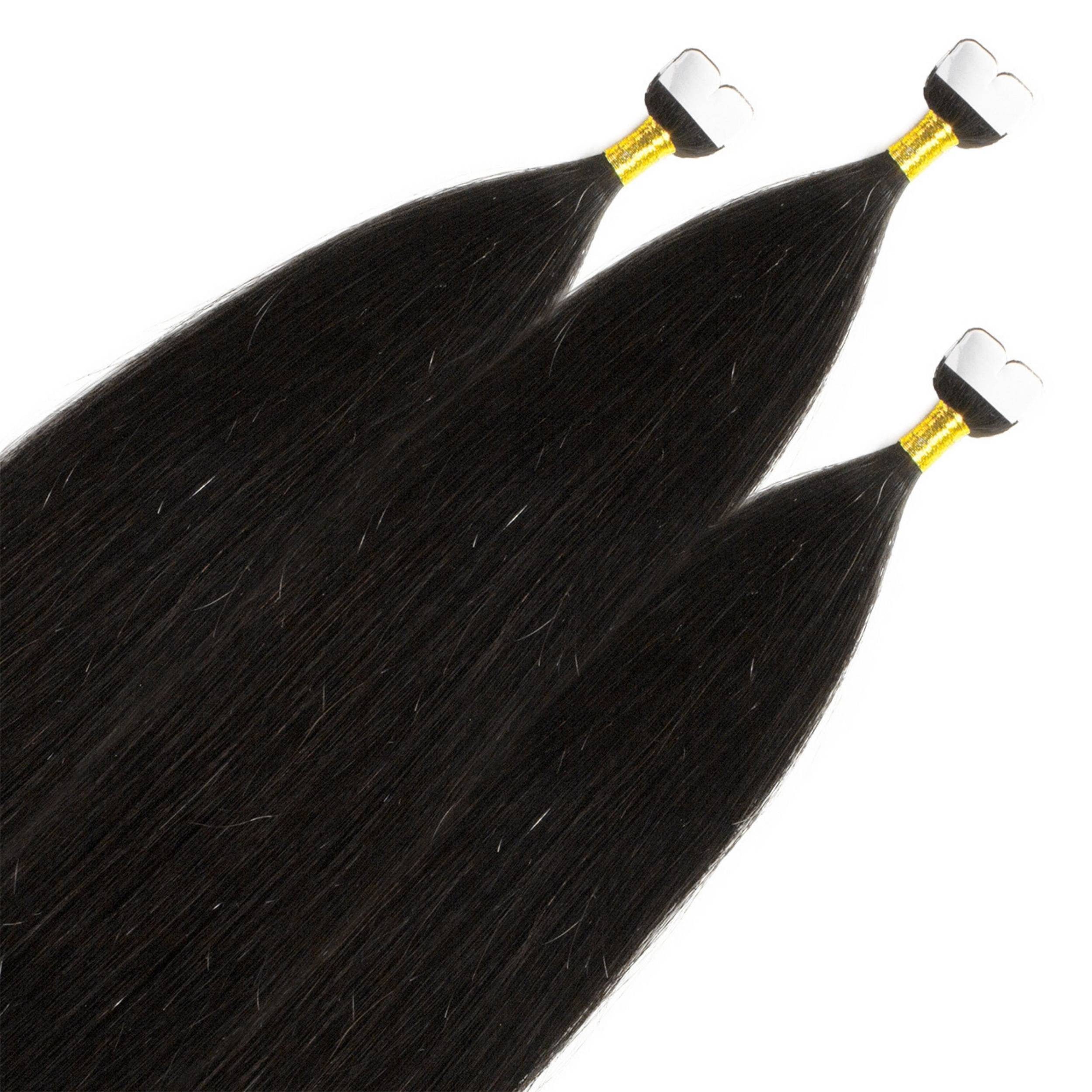 hair2heart Echthaar-Extension Premium Mini Tape Extensions #2/0 Schwarz 40cm