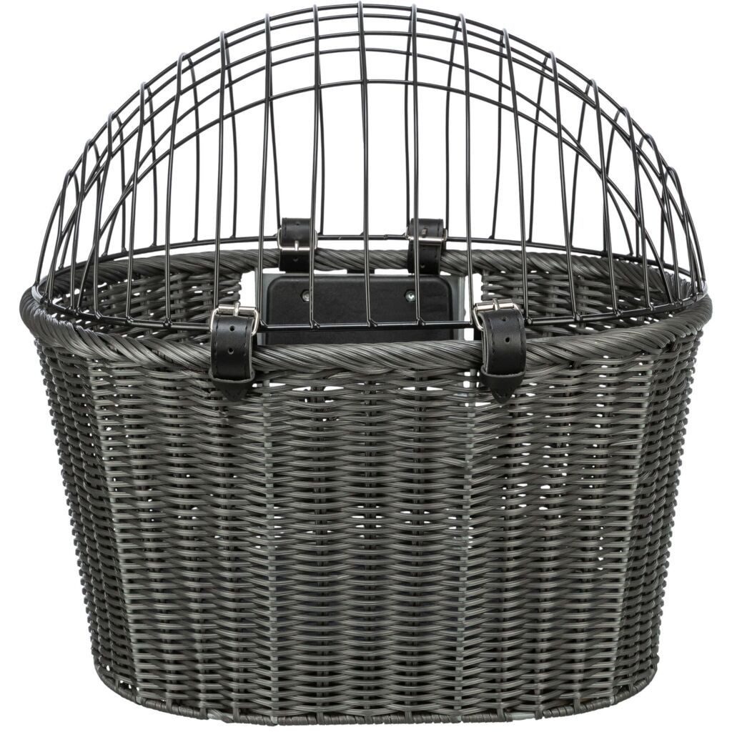 TRIXIE Tierfahrradkorb Hundefahrradkorb vorne aus Polyrattan - anthrazit - 44 × 41 × 34 cm
