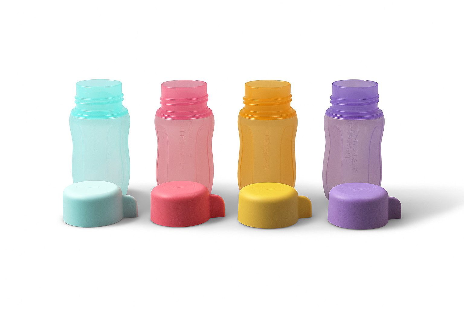 TUPPERWARE Trinkflasche Eco 90 ml lila + rosa + orange + blau Vitamin Shot – Bild 3 von 3