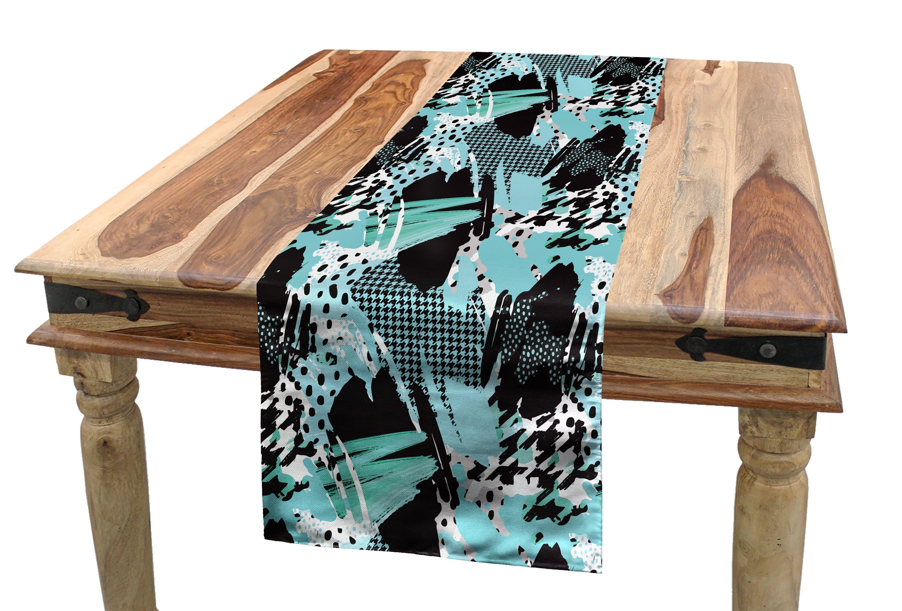 Abstrakt Küche Ink Abakuhaus Expressive Tischläufer, Pattern Esszimmer Tischläufer Dekorativer Rechteckiger