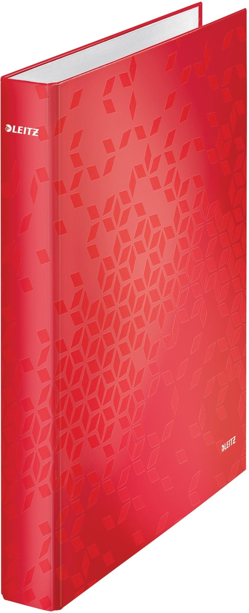 LEITZ Präsentationsordner Ringbuch Wow A4 Pappe laminiert 2 Ringe 25mm rot