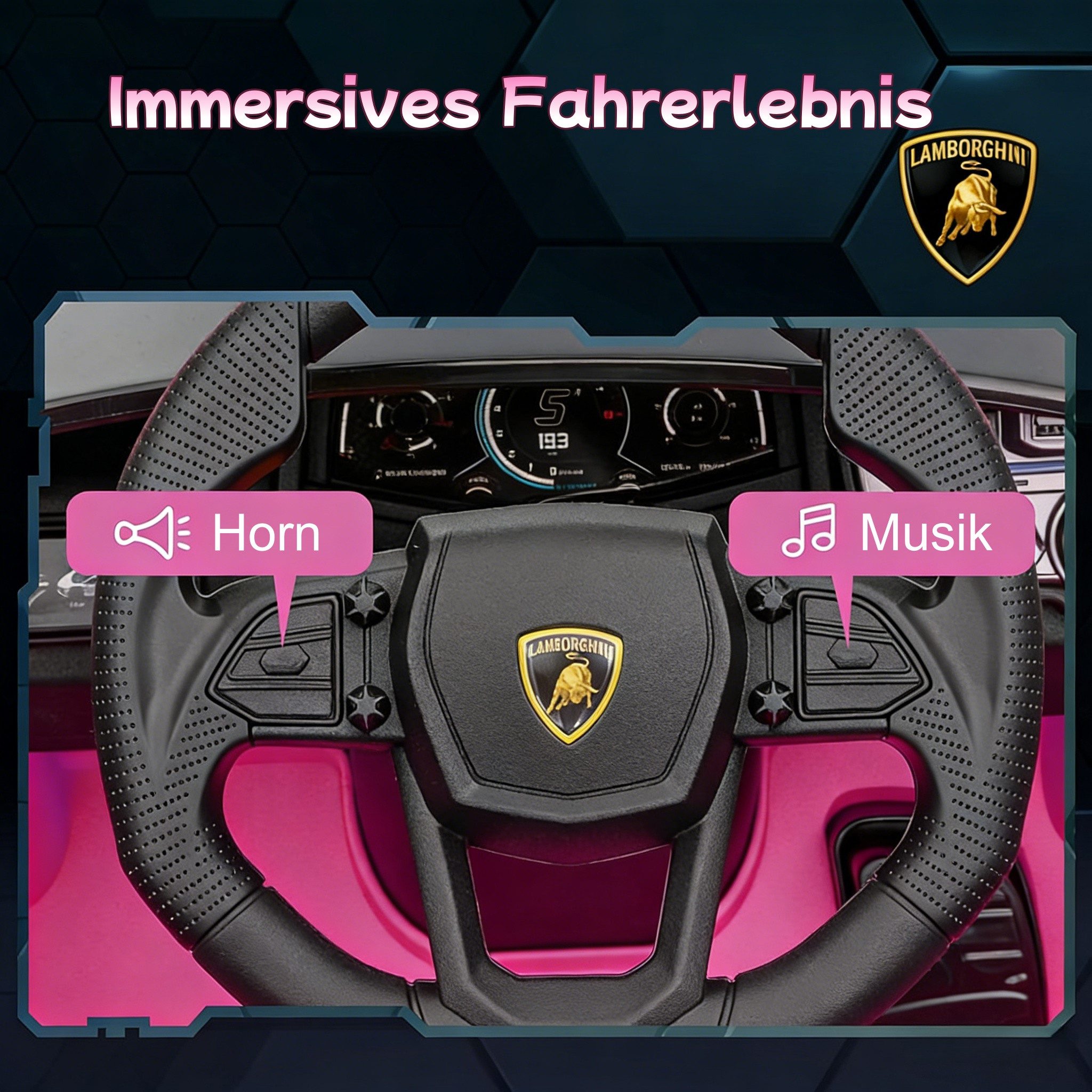 Dripex Elektro-Kinderauto Lamborghini Kinder Elektroauto Kinderfahrzeug mit Fernbedienung Musik