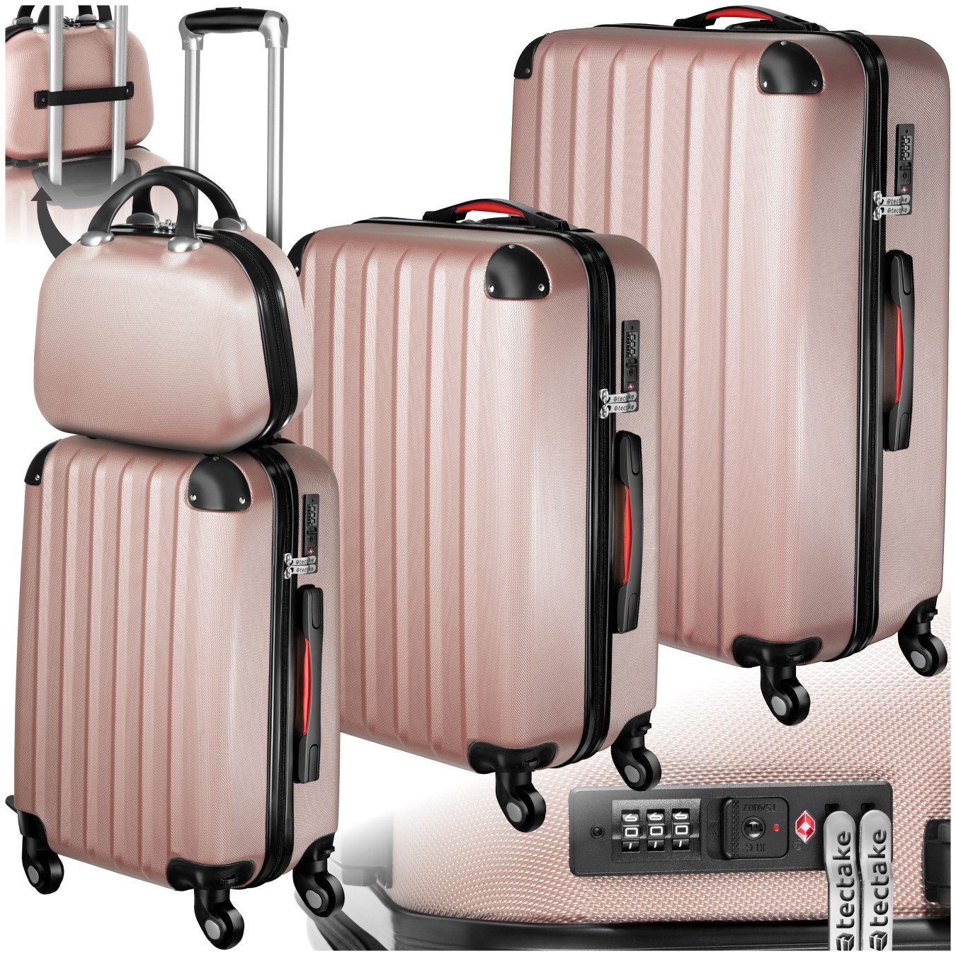 tectake Trolley Reisekoffer-Set aus robustem ABS-Kunststoff, mit TSA-Zahlen günstig online kaufen