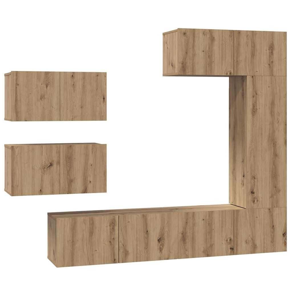 vidaXL TV-Schrank TV-Schrankset Wandmontiert 6 pcs Artisan-Eiche Holzwerkst günstig online kaufen