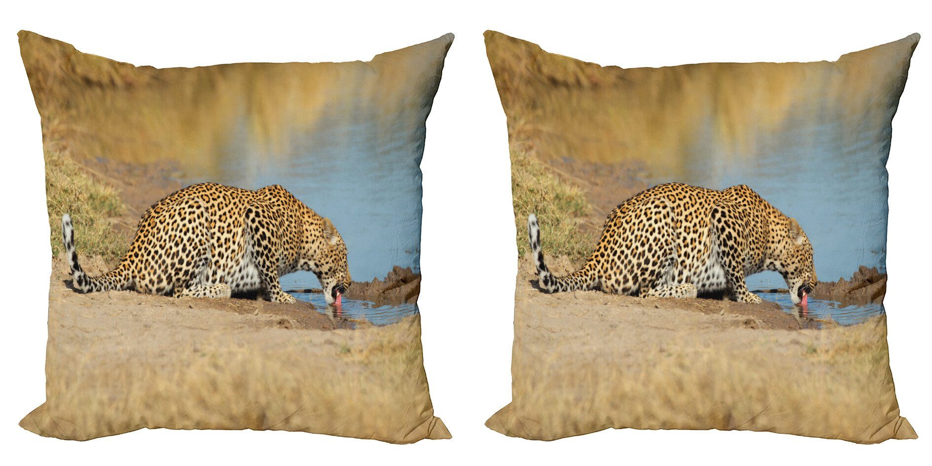 Kissenbezüge Modern Accent Doppelseitiger Digitaldruck, Abakuhaus (2 Stück), Tier Leopard in Safari