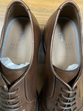 BRUNELLO CUCINELLI Brunello Cucinelli Mens Leather Lace-Up Oxford Almond Toe Derby Schuhe Sneaker