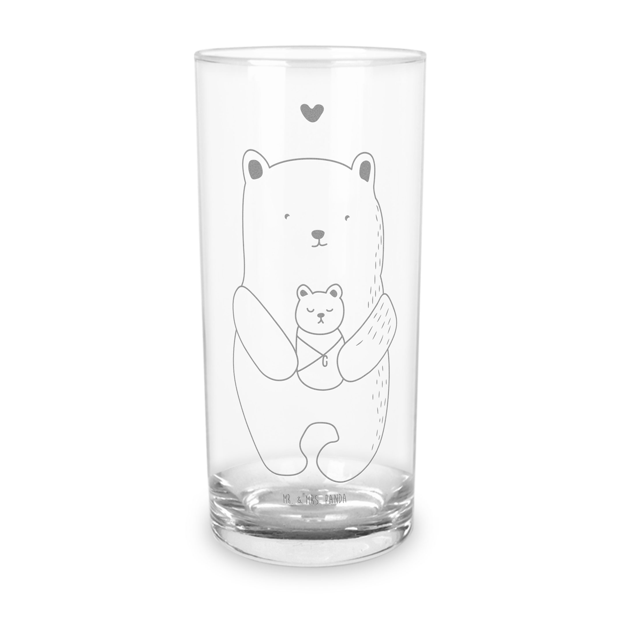 Mr. & Mrs. Panda Glas 400 ml Bär Baby - Transparent - Geschenk, Glas, Wasserglas mit Gravur, Premium Glas, Inspirierende Gravur