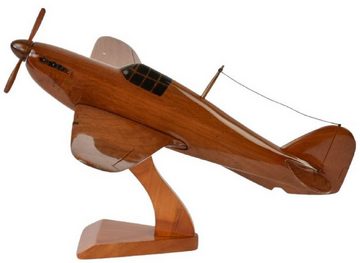 Casa Padrino Dekoobjekt Luxus Deko Jagdflugzeug Hawker Hurricane Braun / Schwarz 44 x 35 x H. 20 cm - Holz Flugzeug mit Ständer - Propellerflugzeug - Modellflugzeug - Schreibtisch Deko - Deko Accessoires