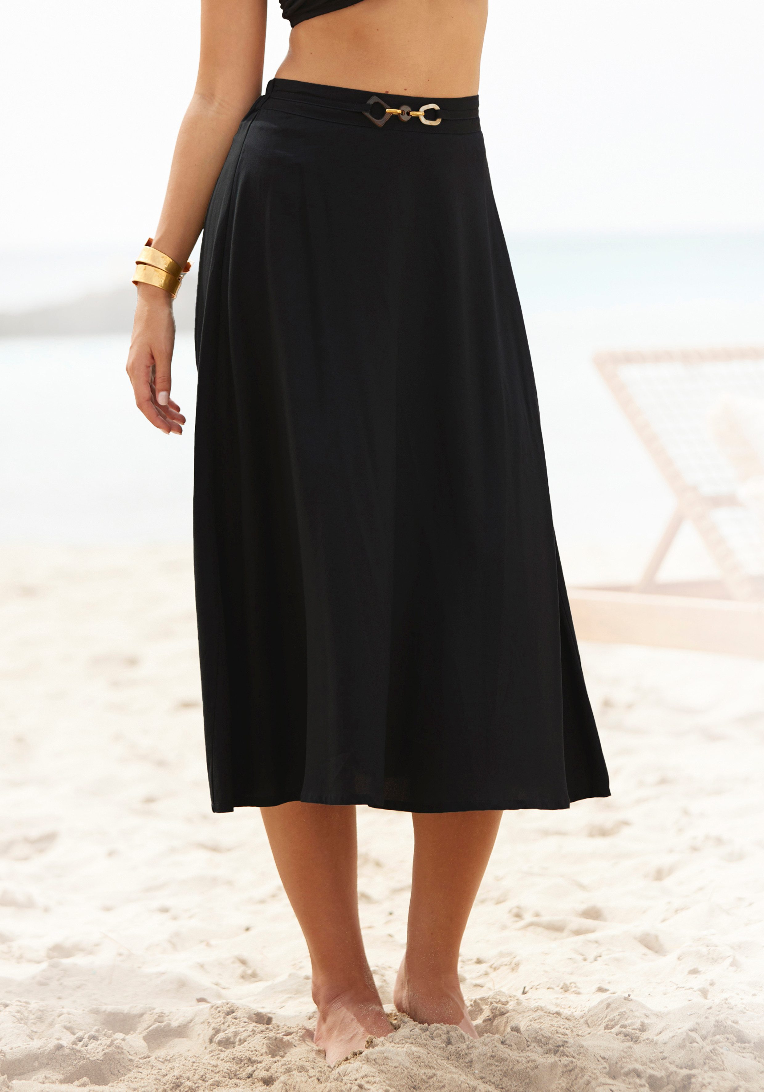 LASCANA Midirock mit Zierdetail am Bund, sommerlich