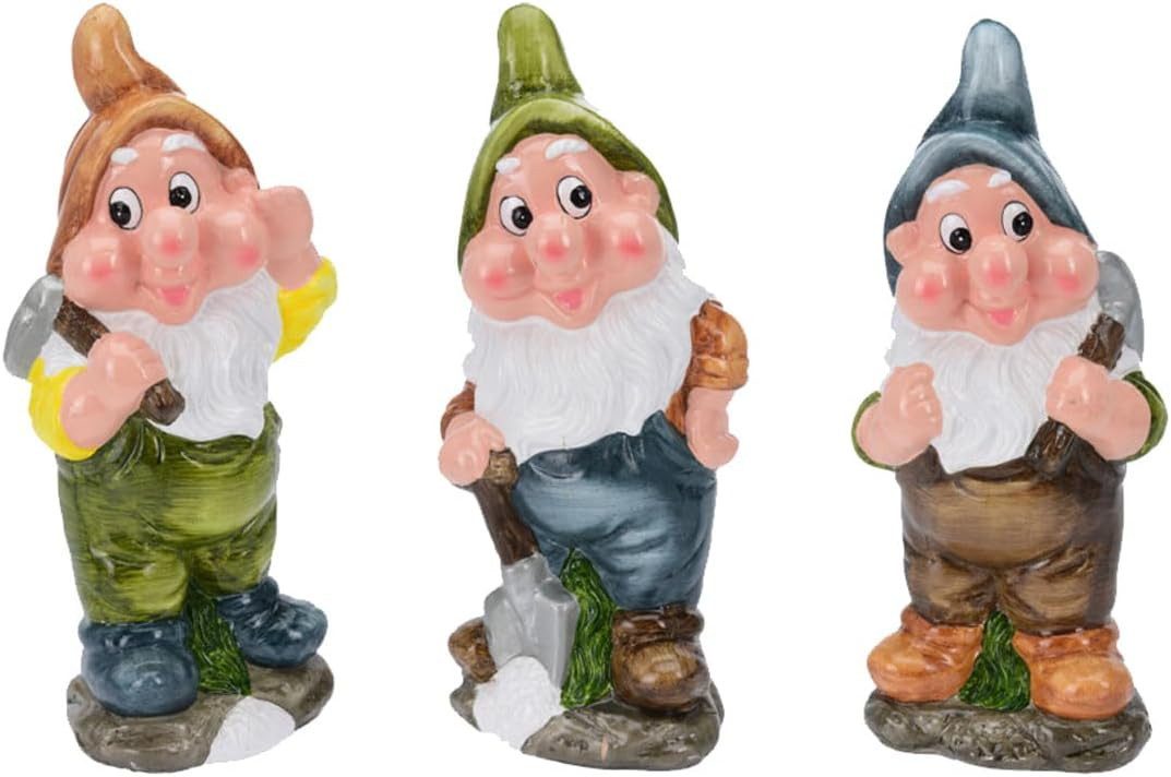 mucHome Gartenzwerg 3er Set Gartenzwerge Gartenarbeit Höhe 30cm wetterfeste Keramik, (3 St)