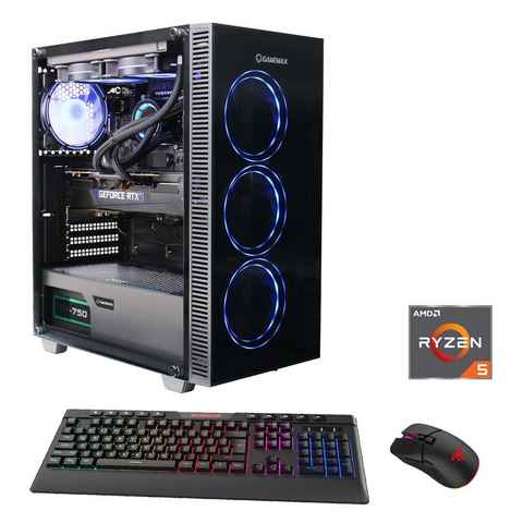 GAMEMAX Gaming-PC (AMD Ryzen 5 5500, RTX 4060, 16 GB RAM, 1000 GB SSD, Wasserkühlung, Windows 11)