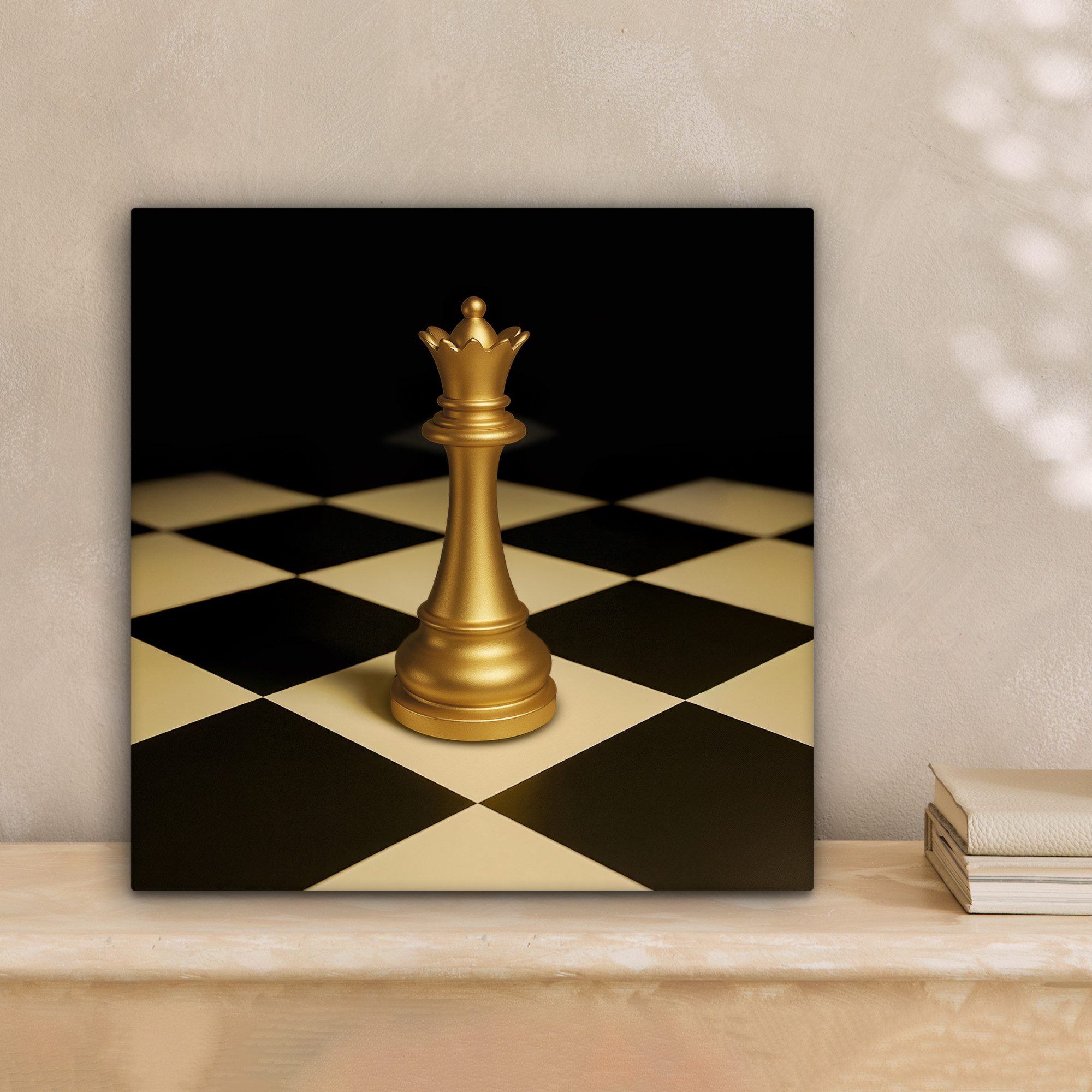 OneMillionCanvasses® Leinwandbild Dame - Schachfigur - Blockiert - Gold, Fo günstig online kaufen