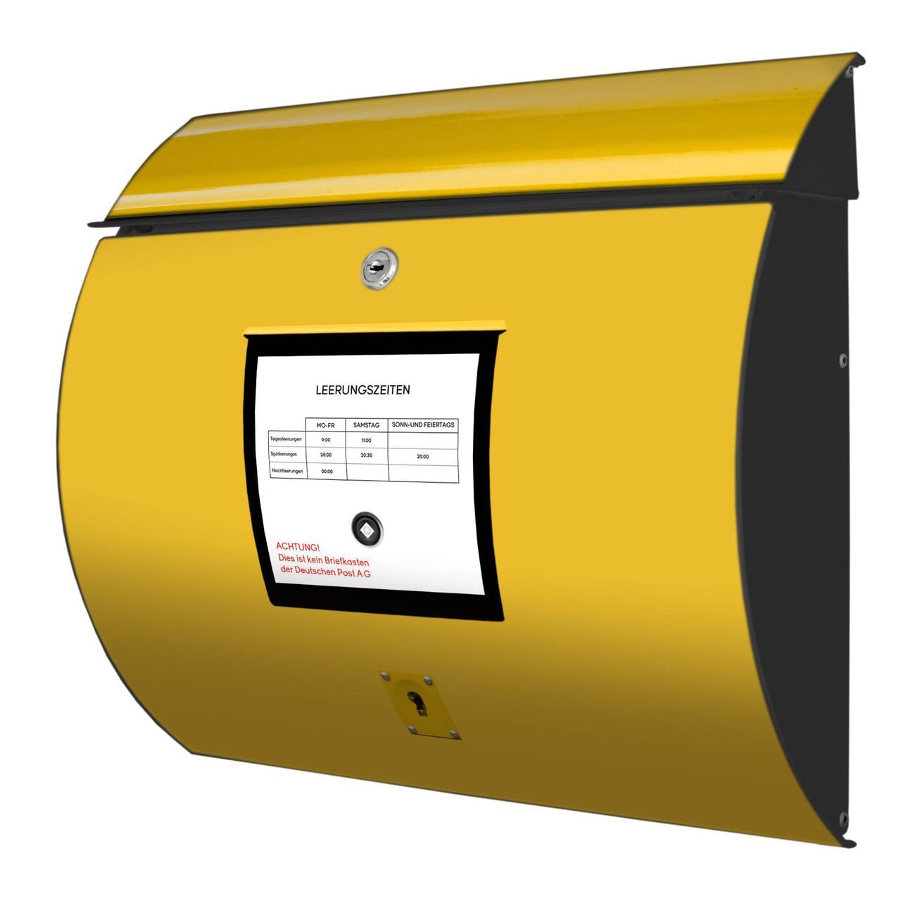 banjado Wandbriefkasten Stahl Briefkasten Gelb (Wandbriefkasten UV- / Witterungsbeständig, vollflächig verzinktes, anthrazit lackiertes Stahlblech), 37,6 x 33 x 10,6 cm