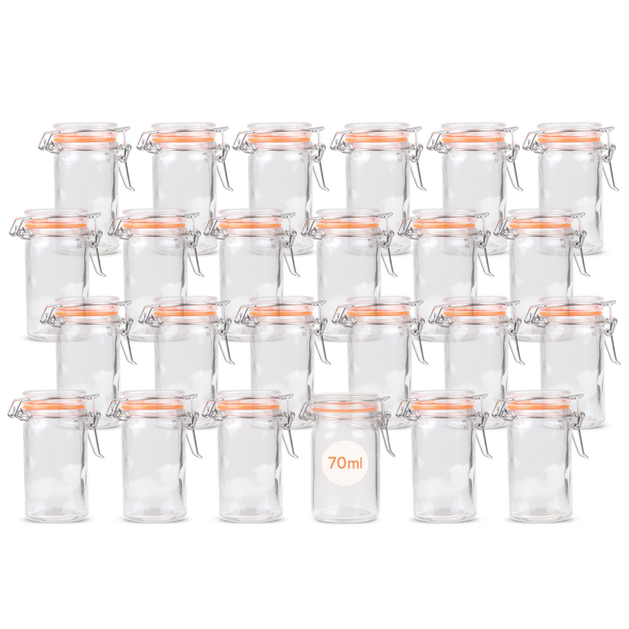 Bestlivings Einmachglas mit Bügelverschluss 70ml, Glas, (24-tlg), luftdicht, wiederverwendbar, spülmaschinengeeignet
