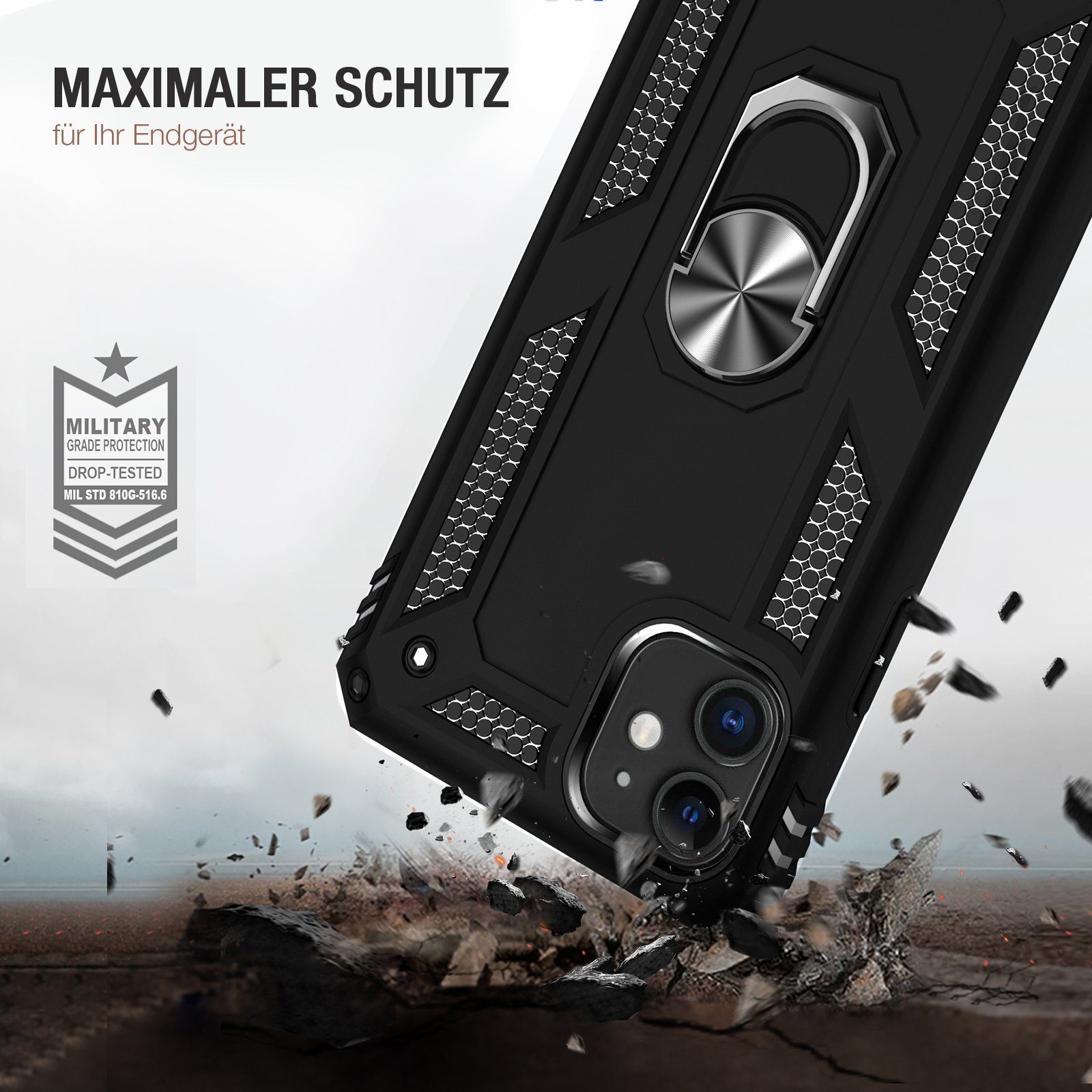 Tec-Expert Handyhülle Outdoor Cover Hülle für Apple iPhone 11 6.1 Zoll, 6.1, Premium Hülle aus verstärktem Polycarbonat