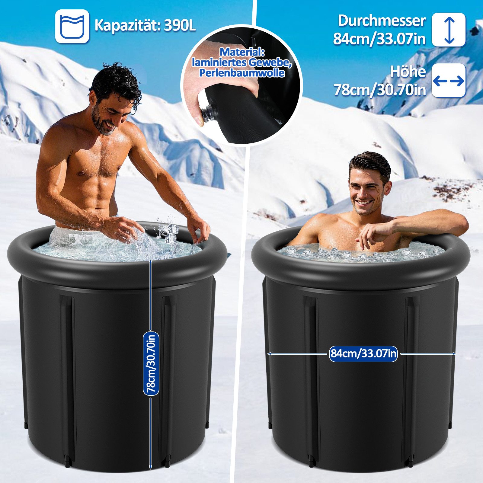 Clanmacy Rundpool Eisbad Ø80cm Eisfass Badefass Cold Plunge zum Eisbaden 80 günstig online kaufen