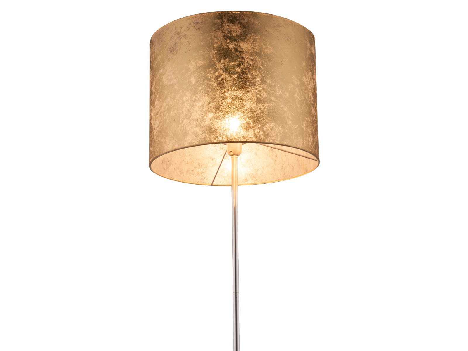 dimmbar, Designer-lampen meineWunschleuchte Lampenschirm Stehlampe, 160cm ist Golden warmweiß, wechselbar, moderne über LED Leuchte H LED den ausgefallene Stoff Fußschalter