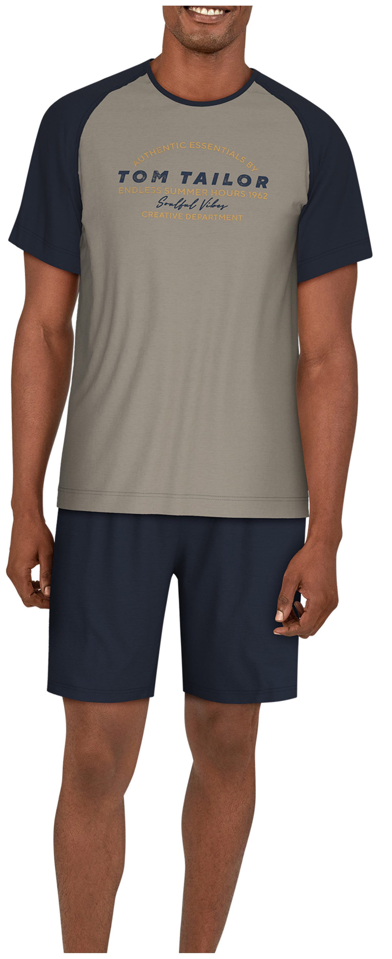 TOM TAILOR Schlafanzug Herren Pyjama kurz (2 tlg) Baumwolle günstig online kaufen