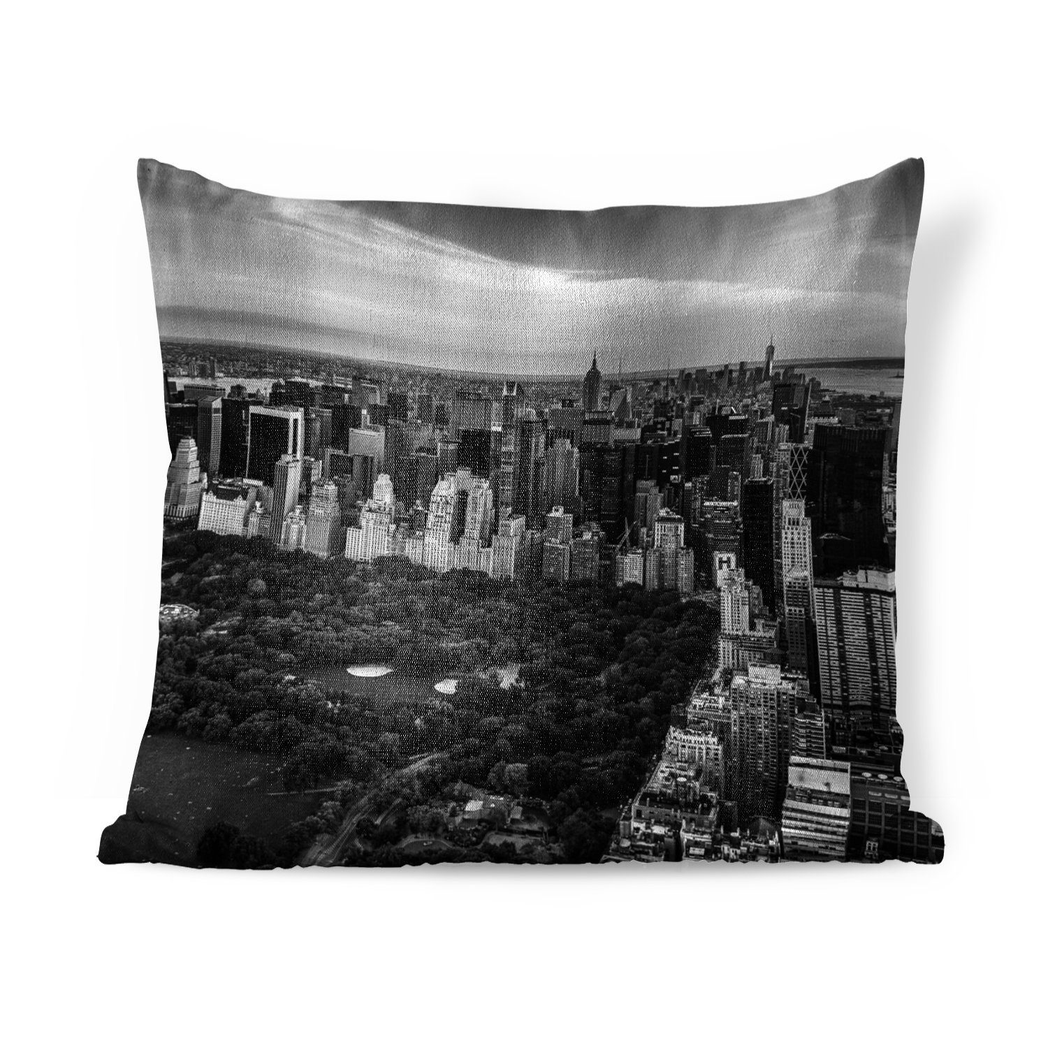 MuchoWow Dekokissen Luftaufnahme Central Park, New York - schwarz-weiß, Zierkissen mit Füllung für Wohzimmer, Schlafzimmer, Deko, Sofakissen