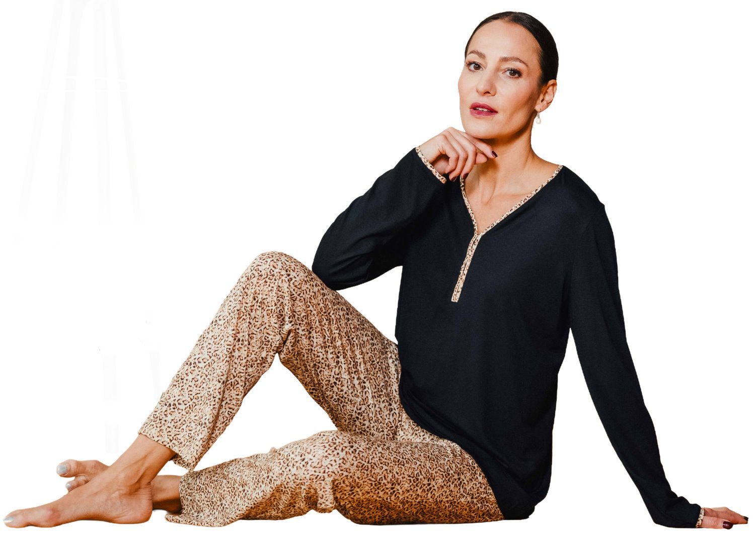 HUTSCHREUTHER Schlafanzug Damen Pyjama lang (2 tlg) Extravagantes Design