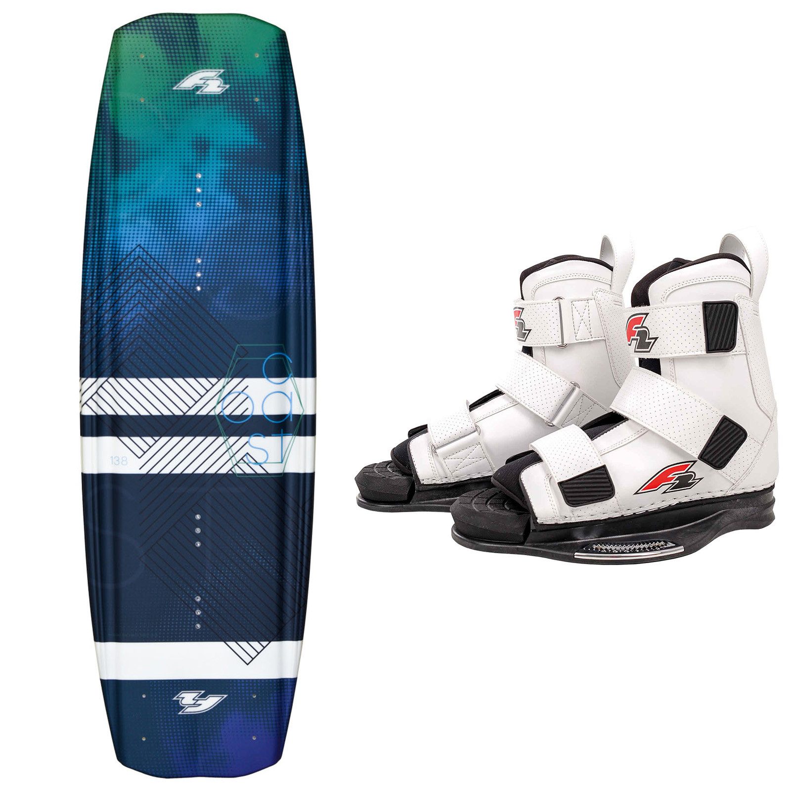 Wakeboard F2 Set Wakeboard Coast Ocean 138cm mit Wakebindung Team Boot L/XL